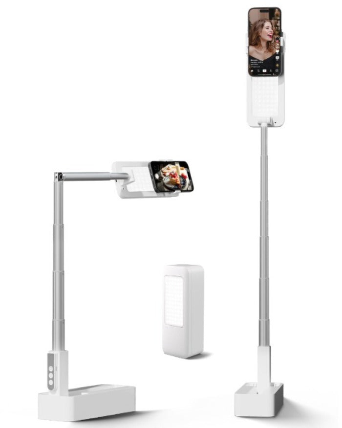 Viozon Extendable Selfie Phone Stand,5 Brightness&amp;3 Color,Overhead Shooting LED Light (AP-V10)
