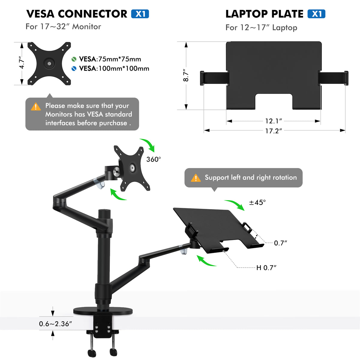Adjustable Monitor&amp;Laptop Mounts 2-in-1(OL-3L)