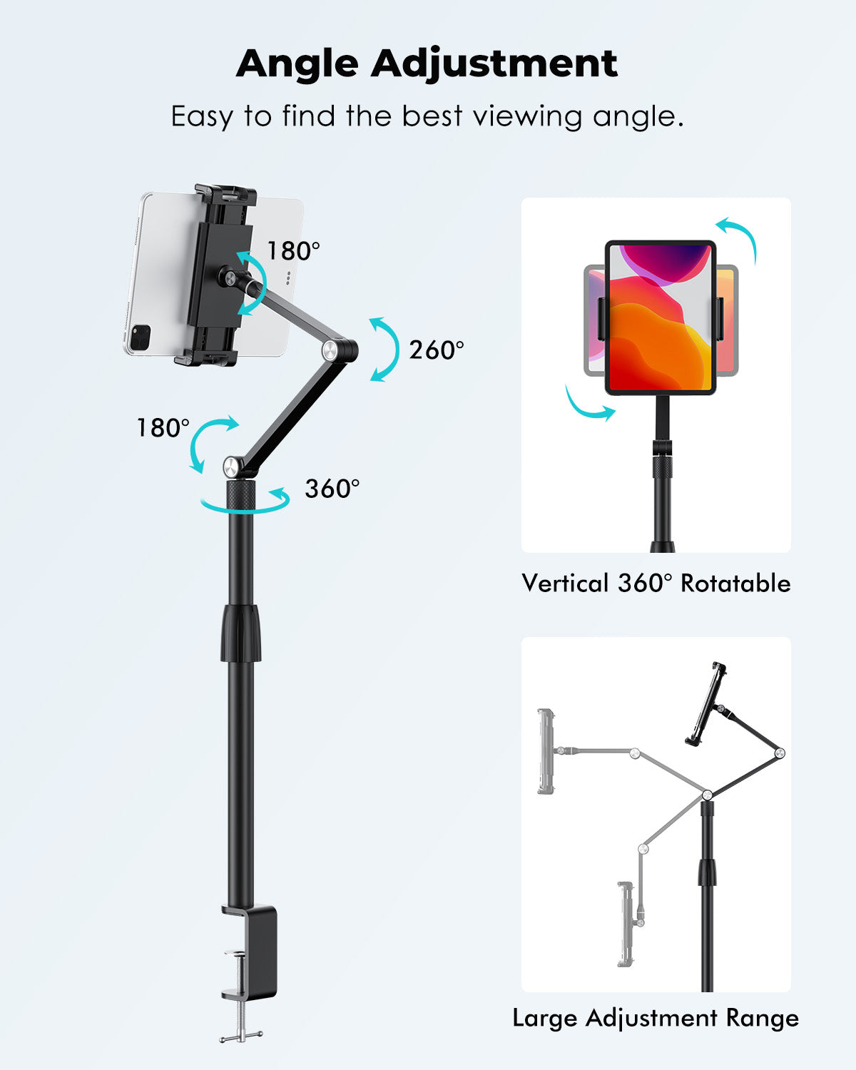 Tablet Phone Overhead Stand, C Clamp Desktop Stand (AP-4PC)