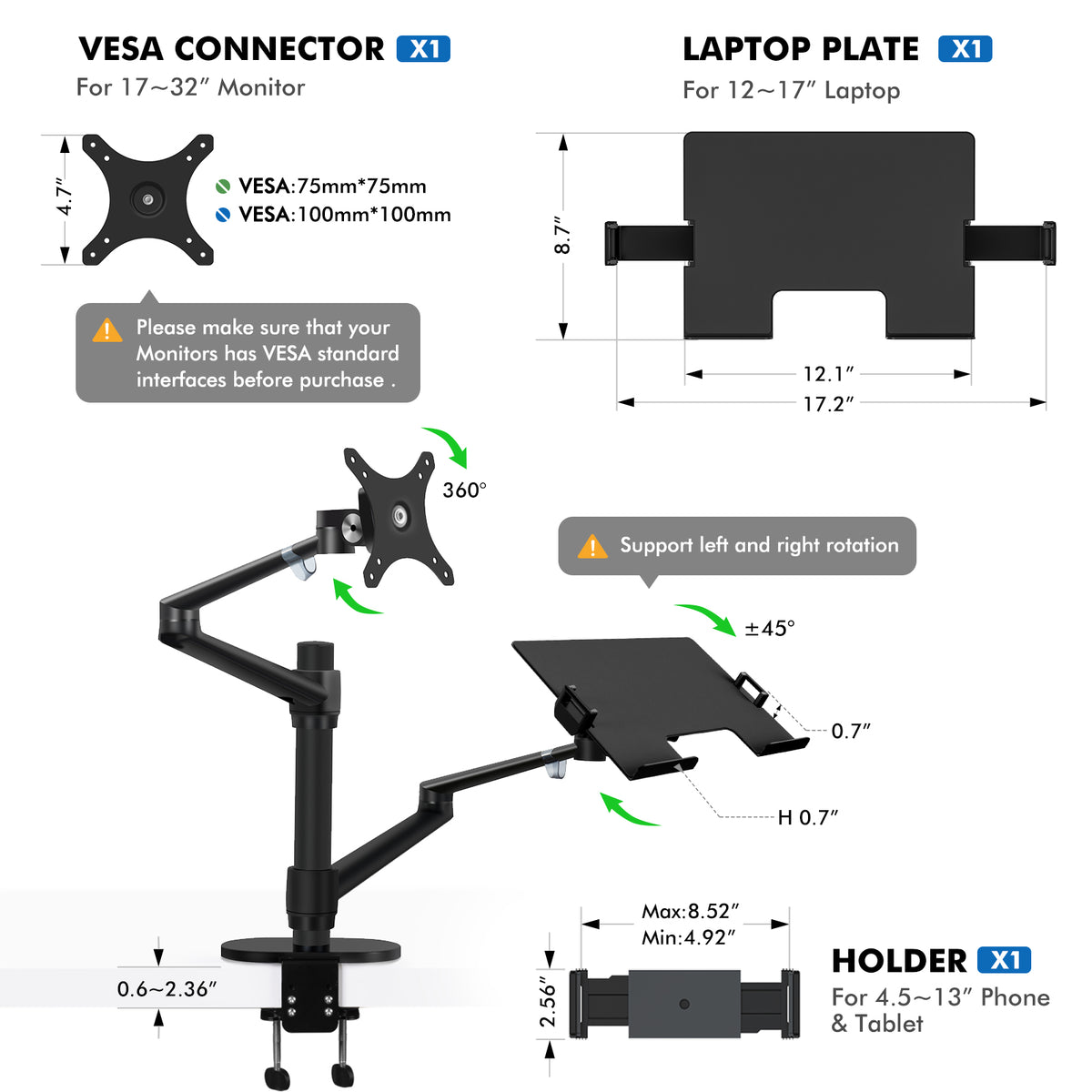 Monitor&amp;Laptop/Tablet Desk Stand(OL-3T)