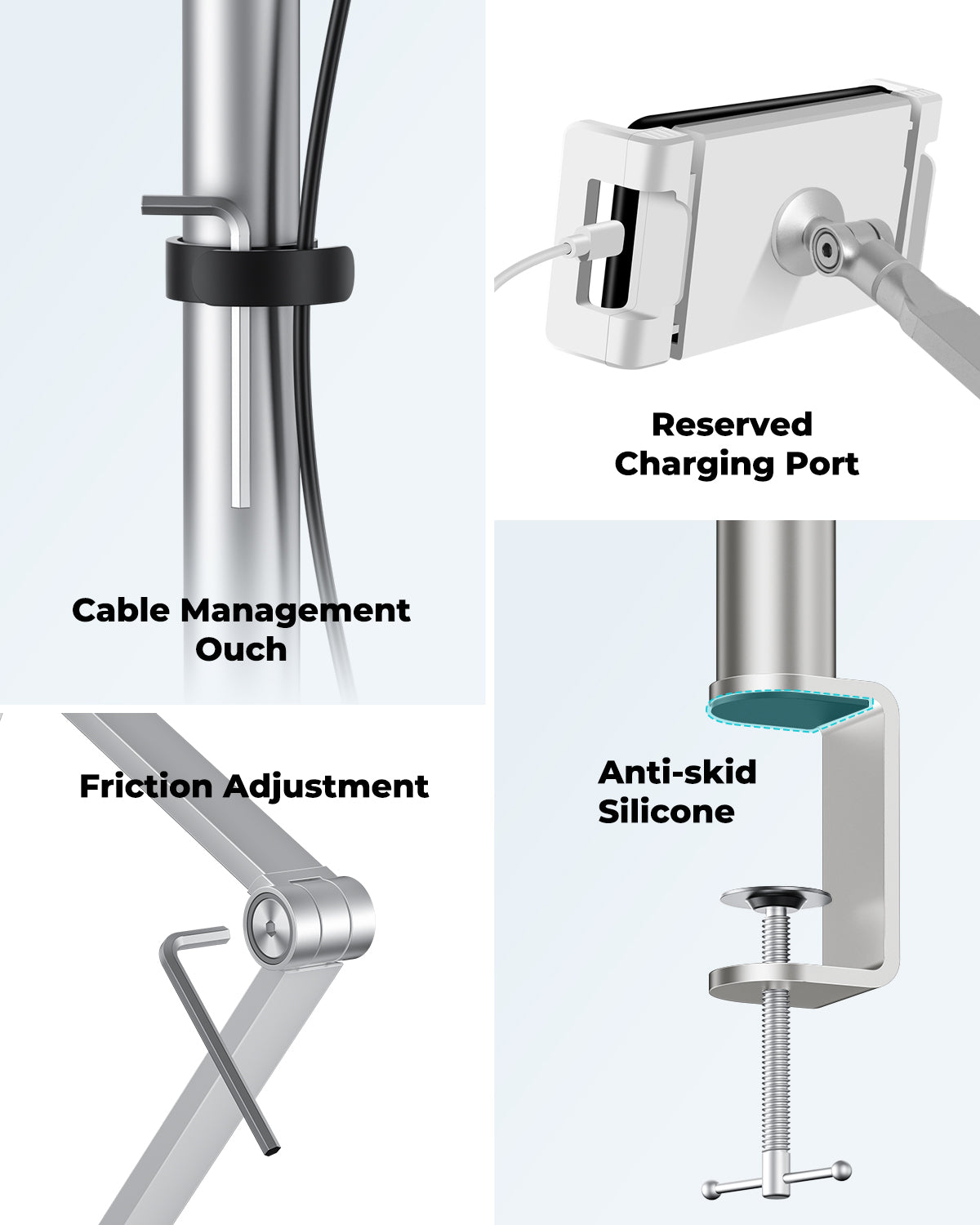 Tablet Phone Overhead Stand, C Clamp Desktop Stand (AP-4PC)