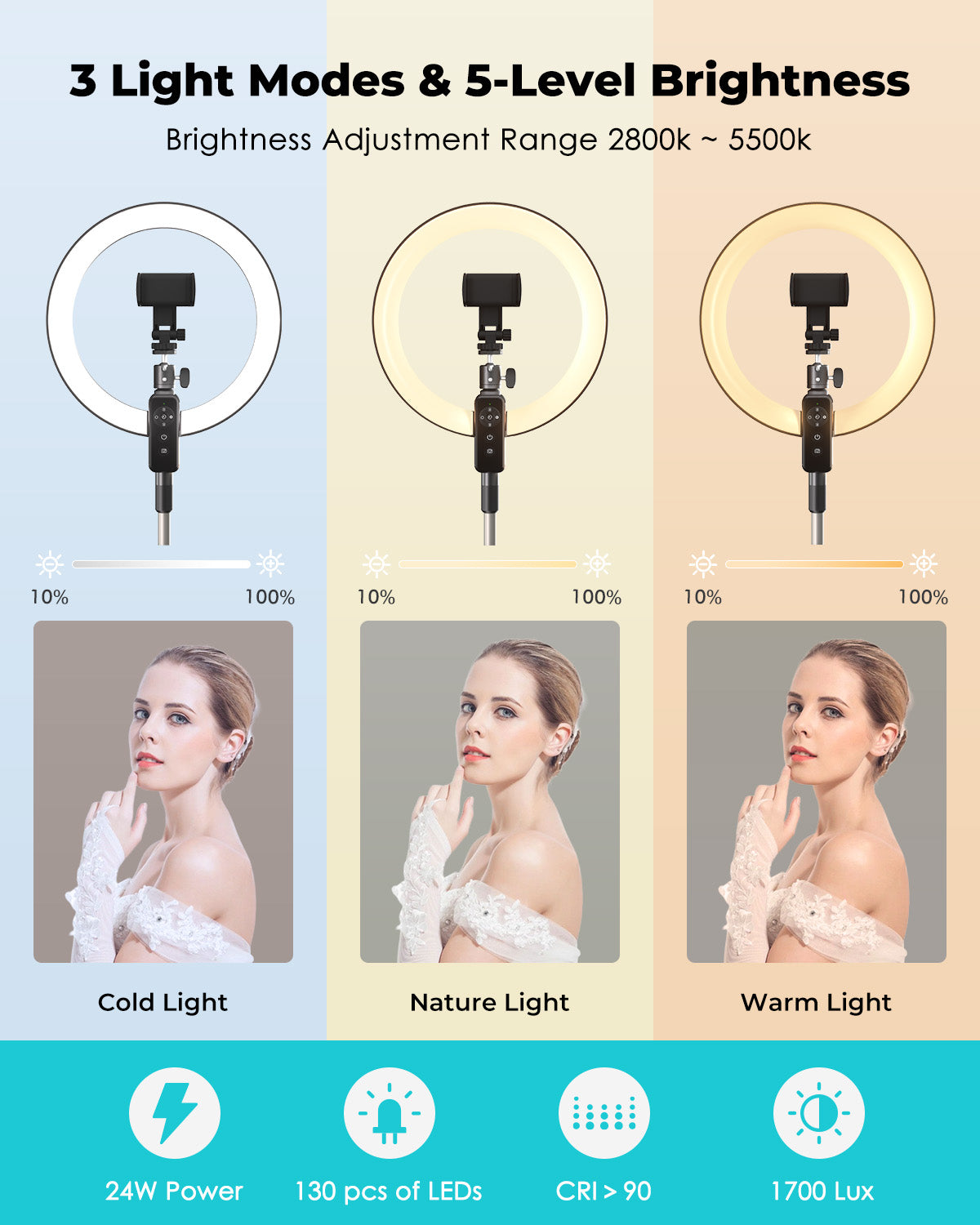 Viozon 12&#39;&#39; Ring Light with Extendable 79&#39;&#39; Tripod, Compatible with 3.5-6.7&#39;&#39; Phone &amp;DSLR,Remote Control,Dimmable LED Selfie Circle Lights(LT-2LH)