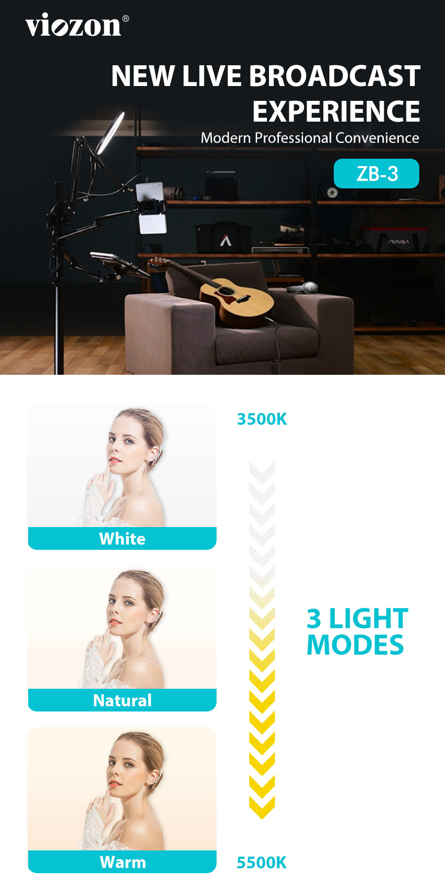 Viozon Selfie Live Floor Stand Set 5-in-1 ZB-3 - viozon