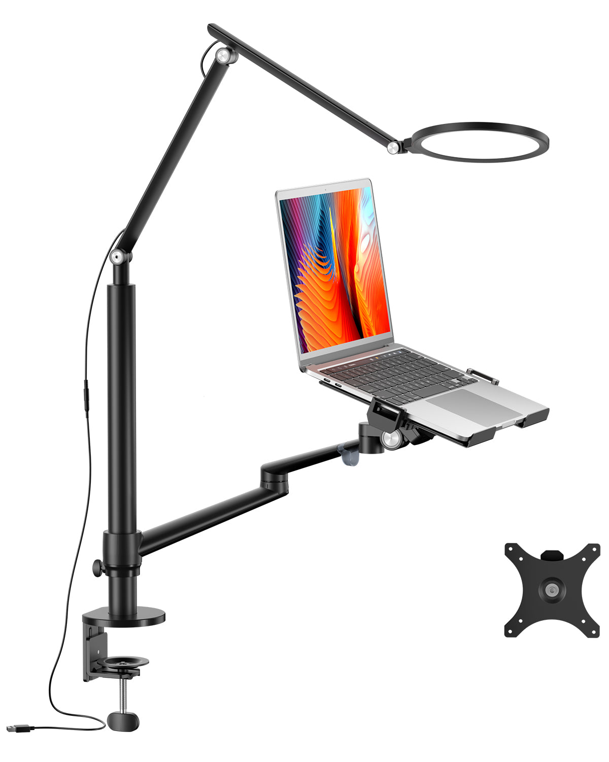 2 in 1 Monitor / Laptop Desk Mount with 7&quot; LED Ring Light (OL-1LT)