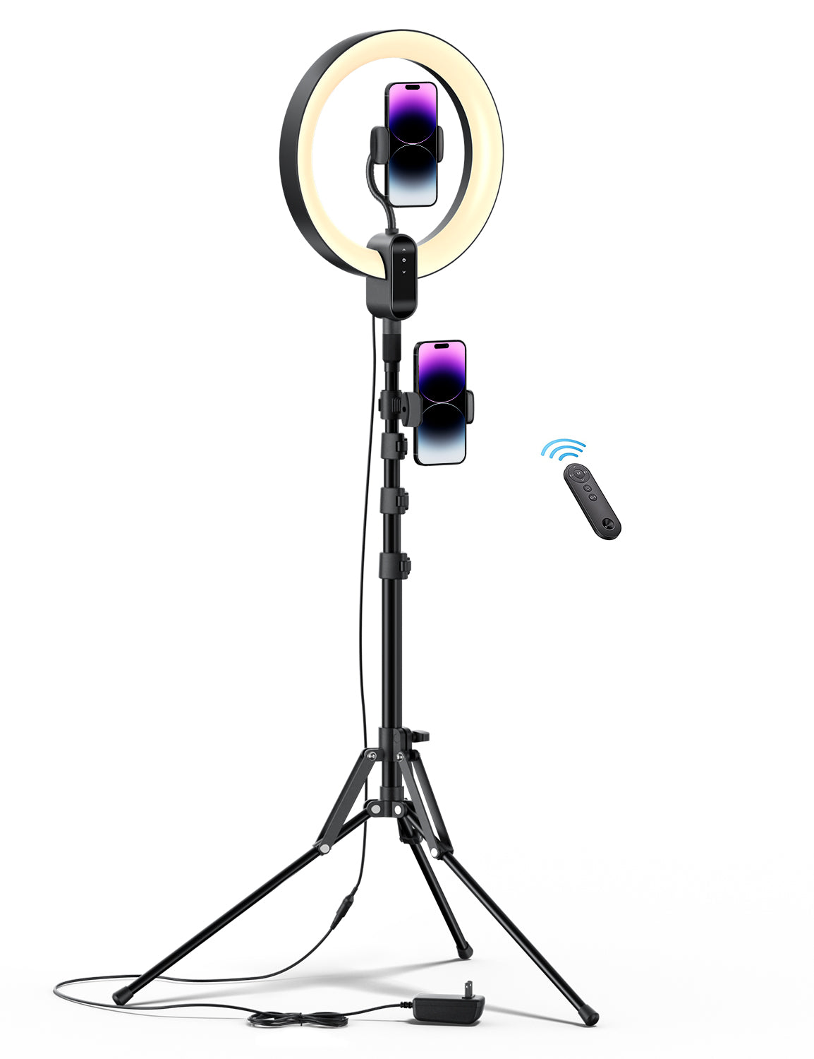 Viozon 12&quot; Ring Light Floor Live Stand, Height Adjustable Tripod Stand, Dual Phone Holder (LT-2LS)
