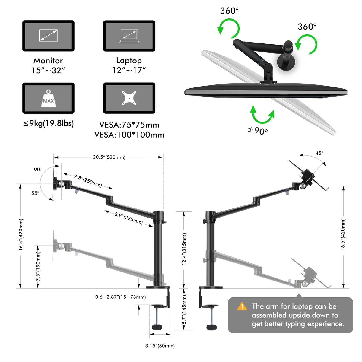 Monitor&amp;Laptop/Tablet Desk Stand(OL-3T)