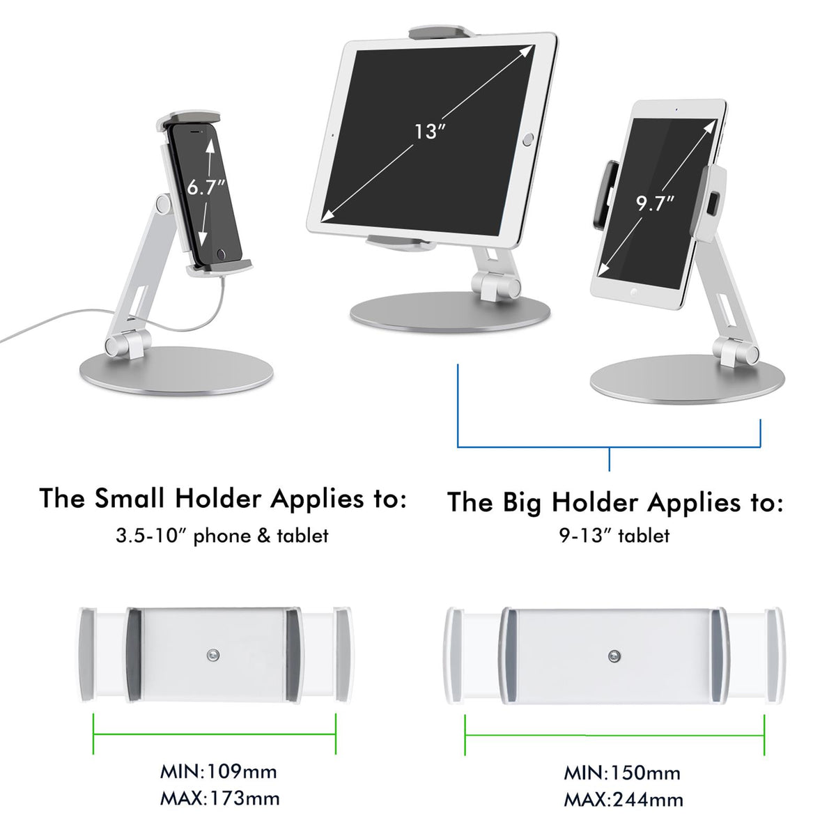 Adjustable Desk Stand for 3.5-10&quot; Phone &amp; Tablet(AP-7C)