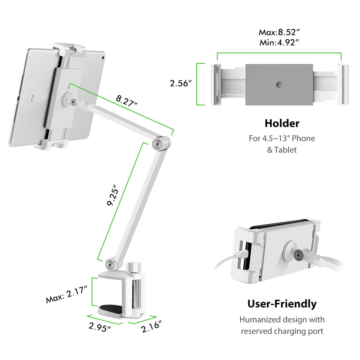 C Clamp Desk Stand for 4.5-13&quot; Phone&amp;Tablet(AP-7LC)