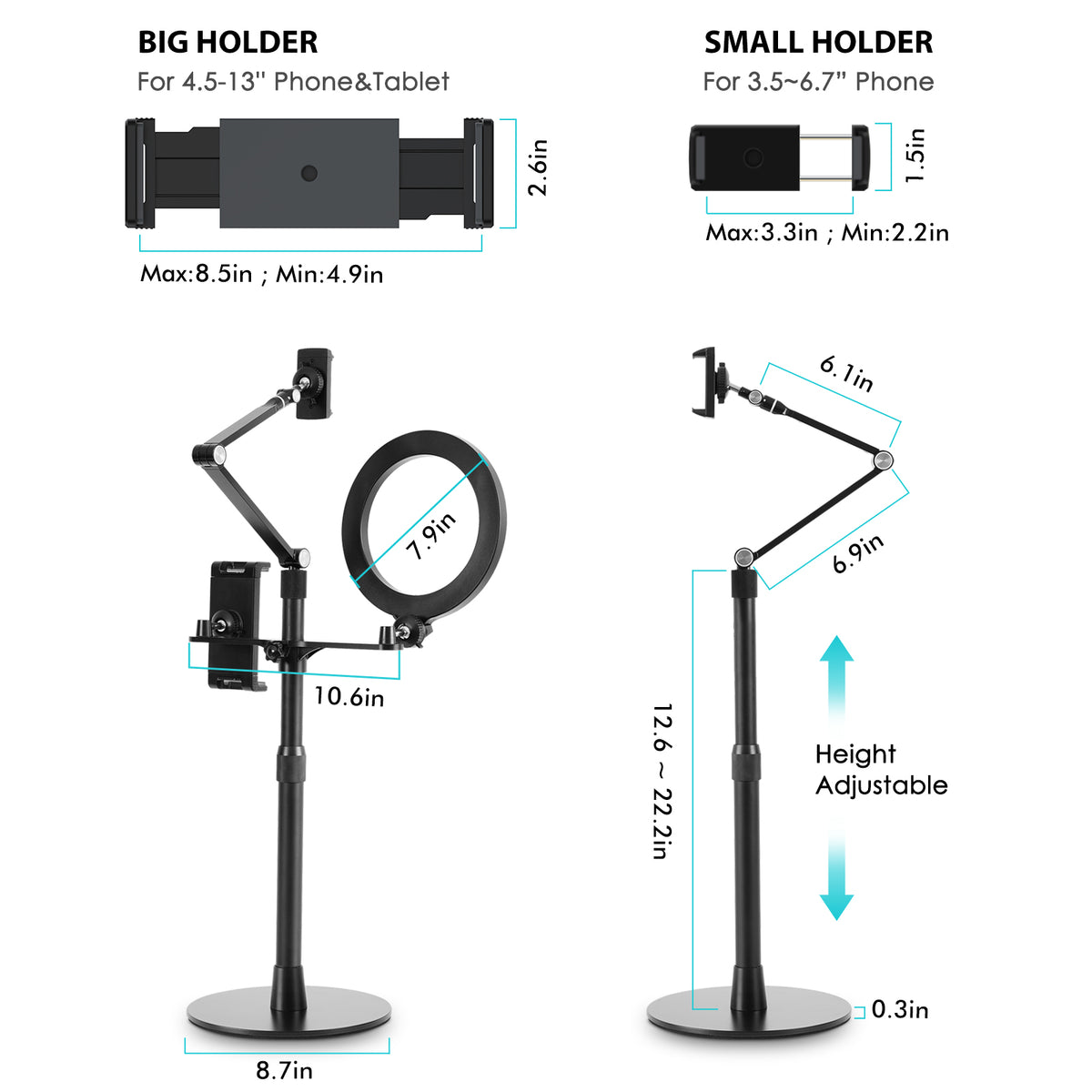 viozon 3-in-1 Selfie Desktop Live Stand (LP-4P)