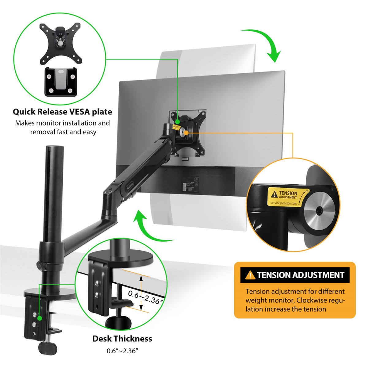 Monitor/Laptop Single Gas Spring Mount(OL-1S Pro)