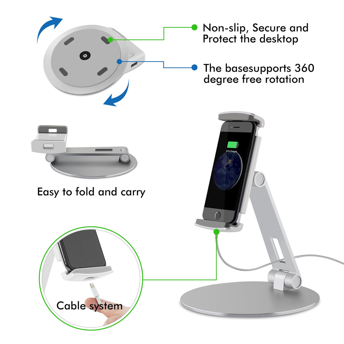 Adjustable Desk Stand for 3.5-10&quot; Phone &amp; Tablet(AP-7C)