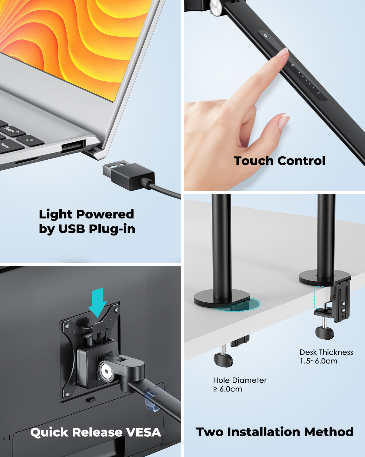 2 in 1 Monitor / Laptop Desk Mount with 7&quot; LED Ring Light (OL-1LT)