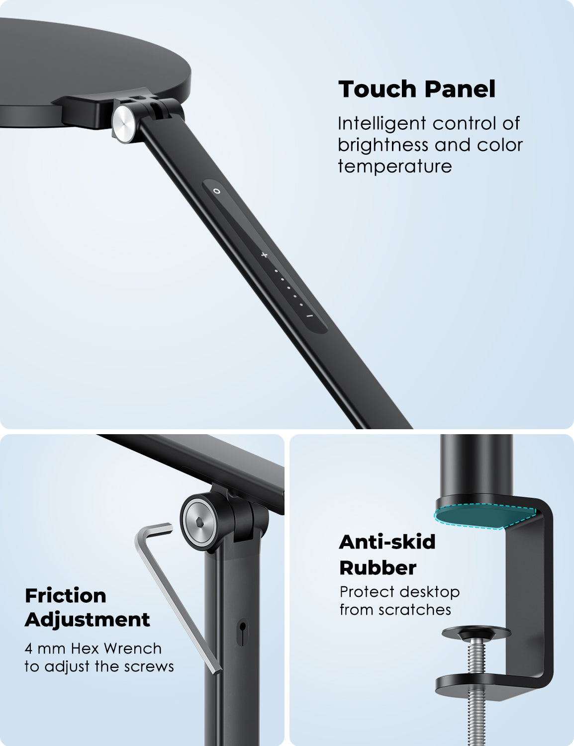 LED Desk Lamp 7&#39;&#39; with Clamp, Swing Arm (LT-1C)